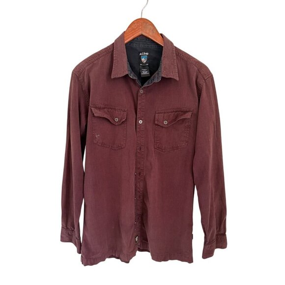 Kuhl Other - KÜHL long-sleeve button-down shirt fronts pockets washed burgundy/brown Size Med